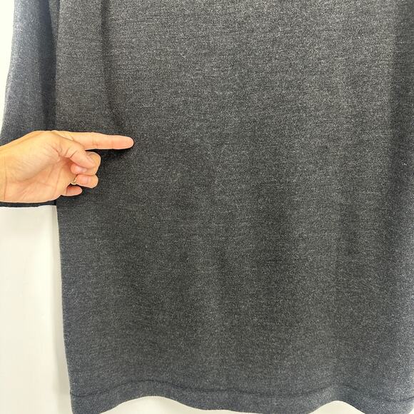 Eileen Fisher Merino wool tunic top size large charcoal gray long sleeve - Picture 3 of 7